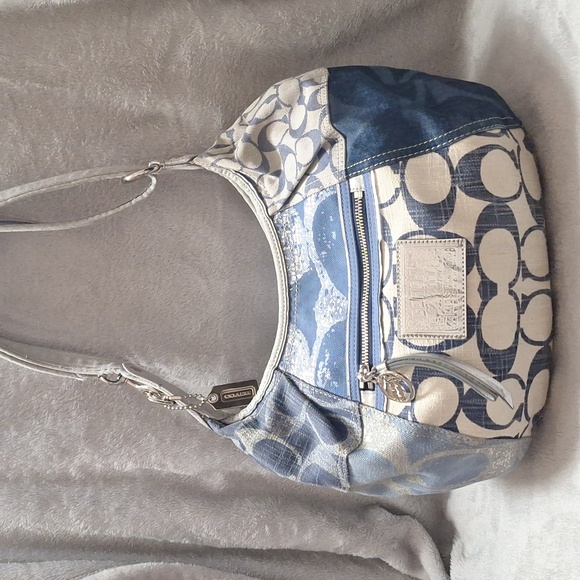 Coach Poppy Denim Patchwork Hobo - Picture 2 of 14
